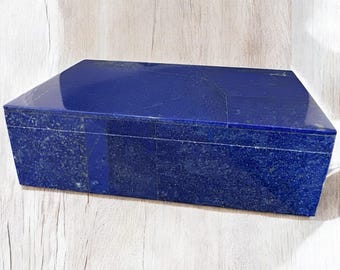 Handmade Lapis Lazuli Jewelry Box: Afghan Stone Storage, Size-L