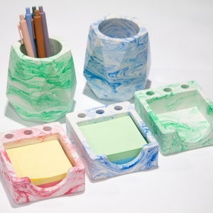 2 Piece Desk Organizer, Pen Holder & Sticky Note Holder, Desk Notes Dispenser, Office Accessories, Desktop Storage, Coworker New Job Gift