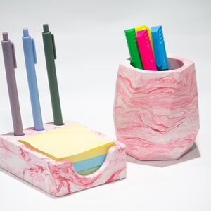 Desk Set of 2, Pen Holder and Sticky Note Holder, Cute Desk Decor , Desk Organizer, Office Decor, Desktop Storage, Coworker New Job Gift