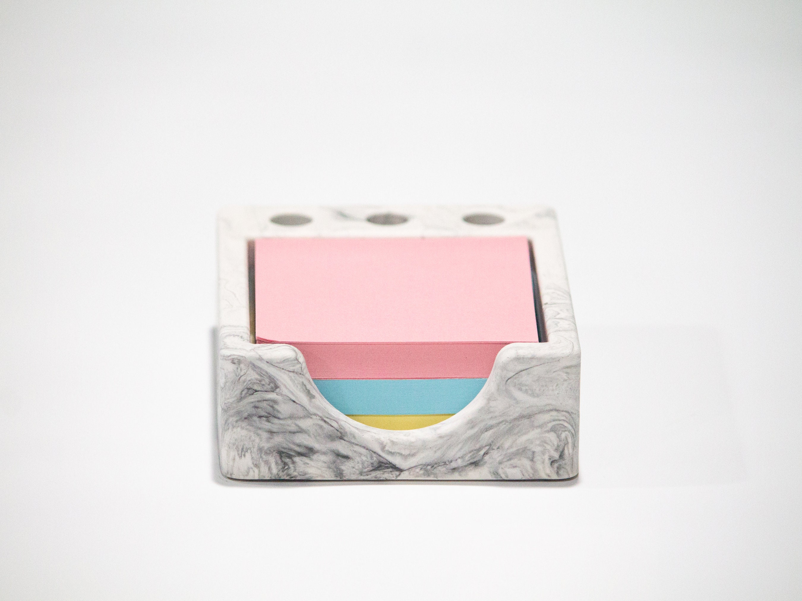 Concrete Sticky Note Holder, 3x3 Notes Stand for Desk Organizer, Office ...