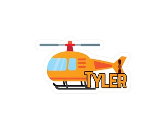 Helikopter aangepaste vinylsticker, vliegtuigen, transportvoertuigen, sticker voor jongens, waterbestendig, naamsticker, gepersonaliseerde sticker
