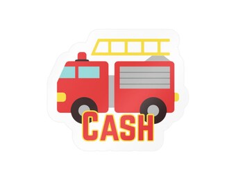 Custom Fire Truck Vinyl Sticker for Kids, Truck Sticker for Waterbottle and Lunchbox, Firetruck, Vehicles, Public Service, Firefighter