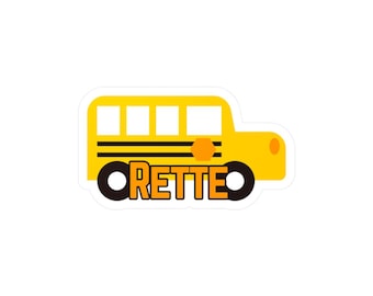 Gele schoolbus aangepaste vinylsticker, schoolbus, voertuigen, sticker voor jongens, waterbestendig, aangepaste naamsticker, gepersonaliseerde sticker