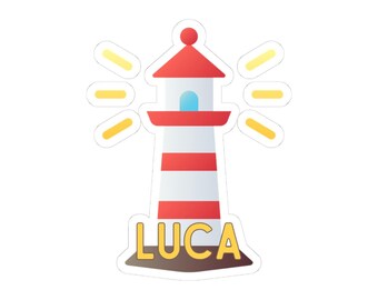 Custom Lighthouse Vinyl Sticker for Kids, Personalized Sticker for Waterbottle and Lunchbox, Maritime, Ocean, Beacon, Coastal, Fog, Lantern