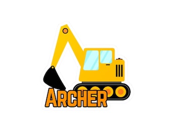 Gele graafmachine aangepaste vinylsticker landbouwtractor sticker waterfles waterdichte voertuigen bouwvrachtwagens