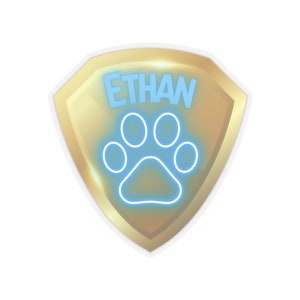 Mighty Pup Badge - Custom Vinyl Sticker, Paw Patrol Theme, Superhero Badge, Shield, Pup Hero, Heroes, Rubble, Chase, Marshall, Skye