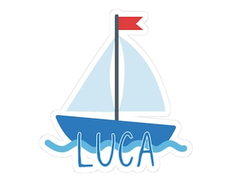Custom Sailboat Vinyl Sticker for Kids, Boat Sticker for Waterbottle and Lunchbox, Ocean, Harbor, Nautical, Maritime, Port, Starboard, Ships
