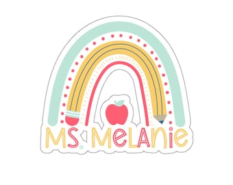 Gepersonaliseerde sticker naam leraar, cadeau leraar waardering, leraar kleuterschool, leraar kinderdagverblijf, sticker voor leraren, terug naar school-vinyl