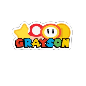 Super Mario Custom Name Sticker for Tablet, iPad, or Waterbottle, Mario Sticker, Mario Party, Nintendo, Gamer, Gaming Sticker