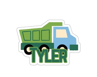 Aangepaste vinylsticker dumptruck voor kinderen, sticker vrachtwagen voor bidon en lunchbox, bouw, voertuigen, sticker vuilniswagen voor kinderen