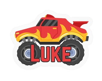 Custom Monster Truck Vinyl Sticker for Kids, Truck Sticker for Waterbottle and Lunchbox, Monster truck, Vehicle, Monster Jam, Rider, Dirt