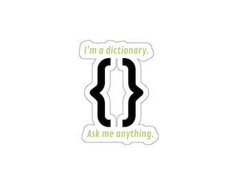 Wörterbuch, Python-Aufkleber, Datenanalytiker-Aufkleber, Dateningenieur, Daten-Wissenschaft, Datenaufkleber, Frauen in der Tech-Aufkleber, Kodierung Aufkleber