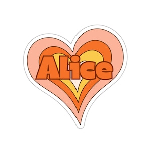 Groovy Heart Customized Vinyl Sticker, Heart Sticker, Kids Waterbottle Sticker, Lunchbox Sticker, Retro Stanley Sticker, Back to School