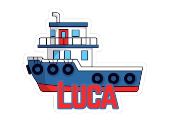 Custom Tugboat Vinyl Sticker for Kids, Boat Sticker for Waterbottle and Lunchbox, Water, Ocean, Harbor, Nautical, Maritime, Workboat, Tug