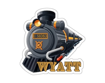 Trein aangepaste vinylsticker Choo Choo locomotief motorvoertuig gepersonaliseerde naam terug naar school jongen meisje kinderen