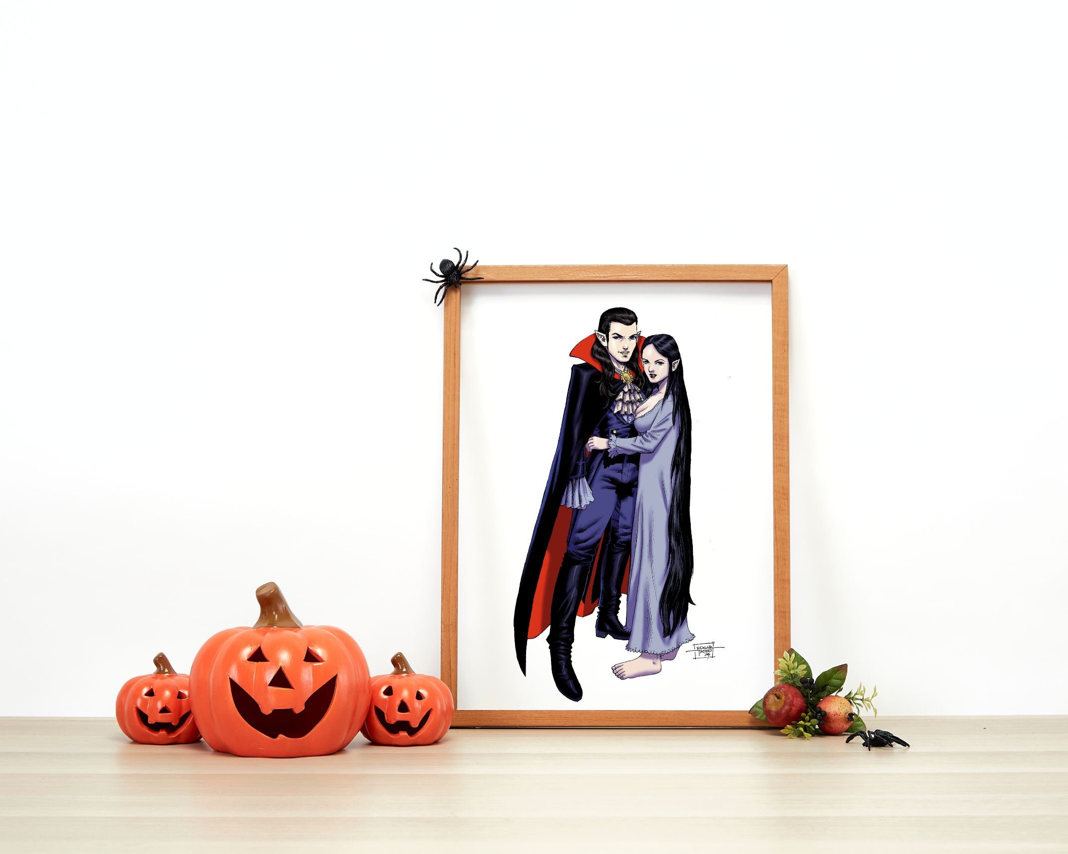 Gothic Vampire Couple Wall Art, Dark Romance Halloween Poster (digital ...