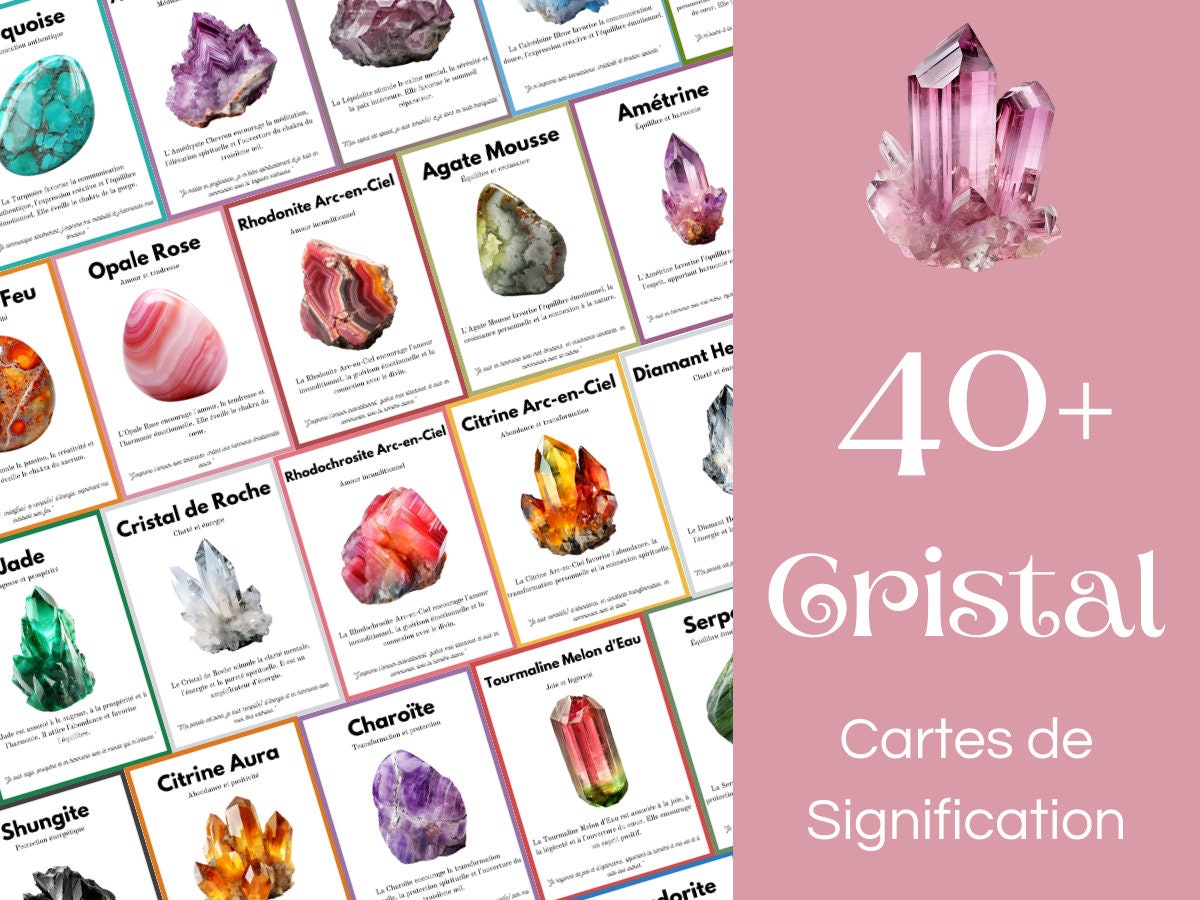 40 Customizable Crystal Cards, Printable Cards With Gemstone Meanings ...