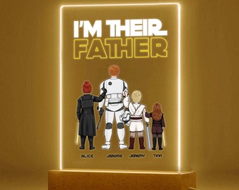 Personalized Dad Night Light Customizable Father's Day Gift Acrylic Nightlight Custom Family Characters Gift for Dads From Kids, lightsaber