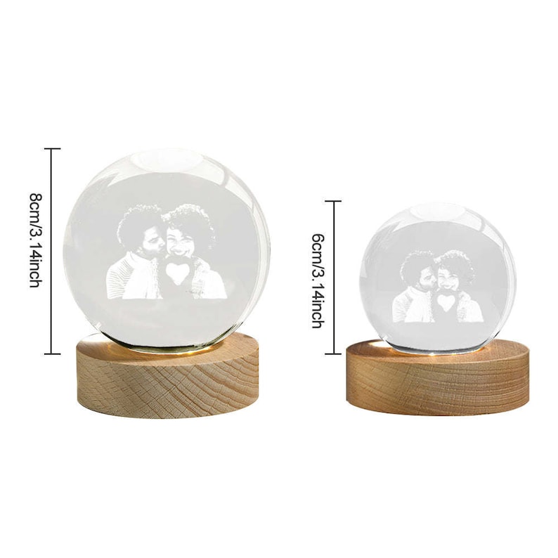 Personalized Acrylic Crystal Ball Night Lights Customizable Romantic Gifts with Lover's Photo and Names -Unique LED Lamp for Bedrooms, Offices or Living Spaces