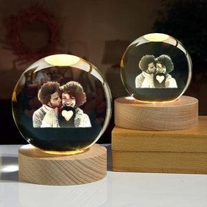 Personalized Acrylic Crystal Ball Night Lights Customizable Romantic Gifts with Lover's Photo and Names - Unique LED Lamp for Bedrooms, Offices or Living Spaces