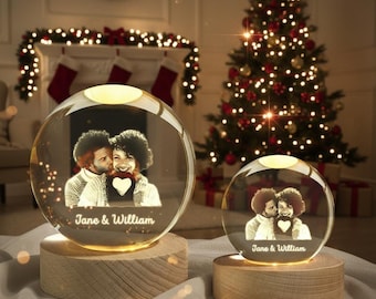 Custom Photo Crystal Ball Night Light, Engraved Keepsake