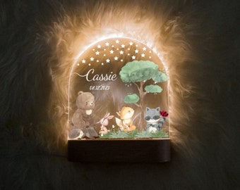 Veilleuse personnalisée pour bébé, lampe bébé animal, veilleuse personnalisée avec nom pour décoration de chambre d'enfant, lampe de chambre à coucher, cadeau nouveau-né nouvelle maman