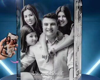 Personalized 3D Crystal Photo, Laser Engraved Keepsake with LED Base