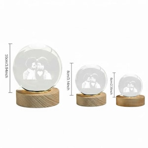 Personalisierte Ultraschall Kristallkugel Lampe, gravierte Holz Basis, Andenken Geschenk Bild 8