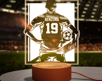 Custom Soccer Night Light Personalized Name  Number LED Lamp  Gift for Football Fans  Sports Room Decor  Custom  Soccer Gift acrylic Light