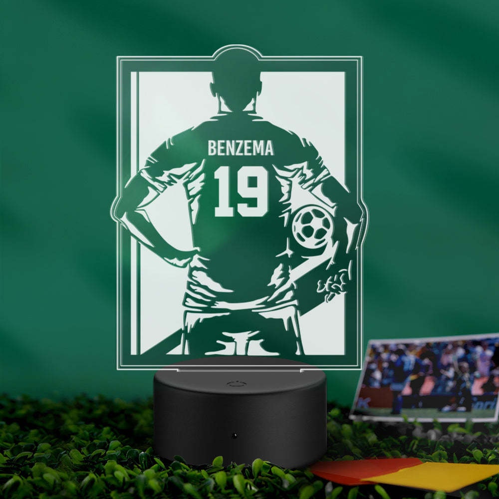 Personalised LED night light in football shirt theme,