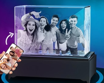 Custom 3D Crystal Photo, Personalized Laser Engraved Picture with LED Base