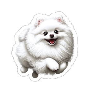 Pomeranian Kiss-Cut Stickers - White Pom Decal - Laptop Water Bottle Pomeranian Sticker