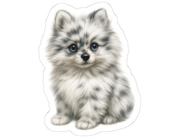 Pegatina de cachorro de Pomerania Merle: calcomanía para botella de agua para amantes de los perros