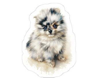 Pegatina de cachorro Pomerania Merle: adorable calcomanía para portátil Pom