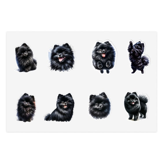Black Pomeranian Vinyl Sticker Sheet: Laptop, Journal Decals