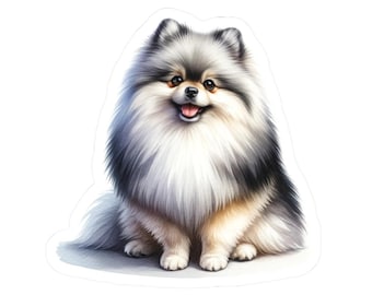 Pegatina de Pomerania Sable Lobo: vinilo brillante para amantes de los perros