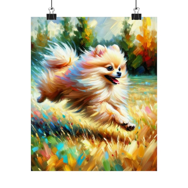 Cream Pomeranian Poster: Vivid Dog Art Print, Cheerful Home Decor