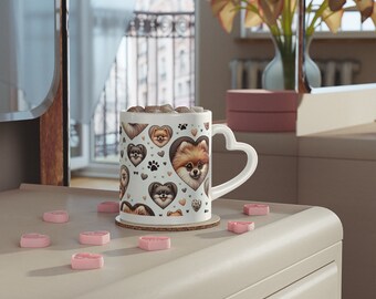 Taza con forma de corazón "Amor de Pomerania"
