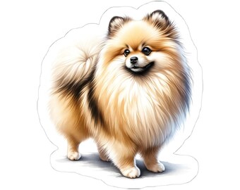 Pegatinas troqueladas de Pomerania color crema sable, regalo para amantes de los perros, calcomanía para laptop, accesorios para dueños de mascotas, pegatinas para agenda, suministros para álbumes de recortes