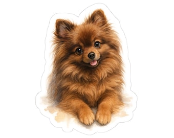 Pegatina de Pomerania marrón: vinilo brillante para amantes de los perros