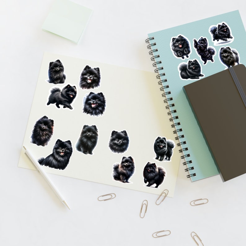 Black Pomeranian Vinyl Sticker Sheet: Laptop, Journal Decals image 3