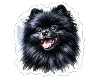Black Pomeranian Kiss-Cut Sticker Cute Dog Decal