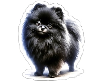 Black Pomeranian Sticker: Glossy Vinyl Dog Decal