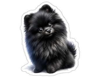 Black Pomeranian Vinyl Sticker, Gift for Pomeranian Owners, Dog Decal, Laptop & Water Bottle Pom Accessory, Durable Pet-Themed Sticker