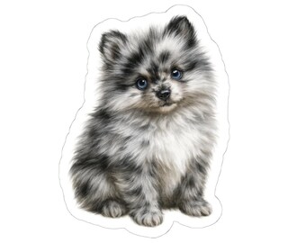 Pegatina de cachorro de Pomerania Merle: calcomanía para laptop para amantes de los perros