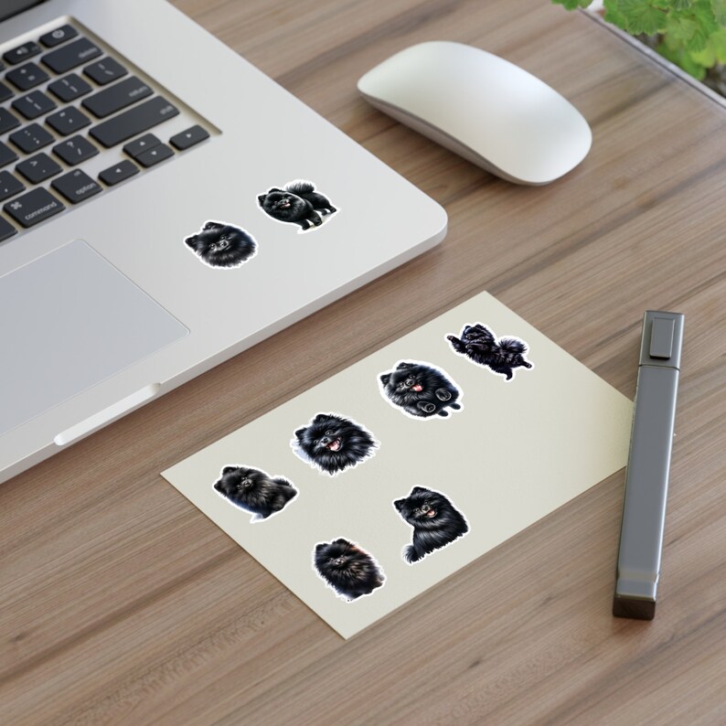 Black Pomeranian Vinyl Sticker Sheet: Laptop, Journal Decals image 6