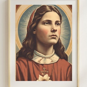 Vintage Saint Maria Goretti Print: Retro Catholic Home Decor (Digital File)