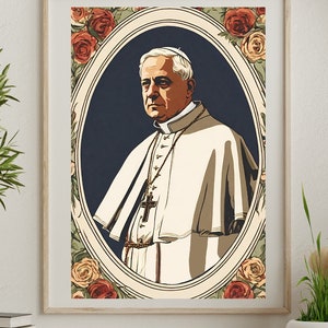 Stampa digitale d'arte cattolica vintage di Papa San Pio X, arredamento retrò religioso, download istantaneo, file digitale, arte della parete cattolica, santino