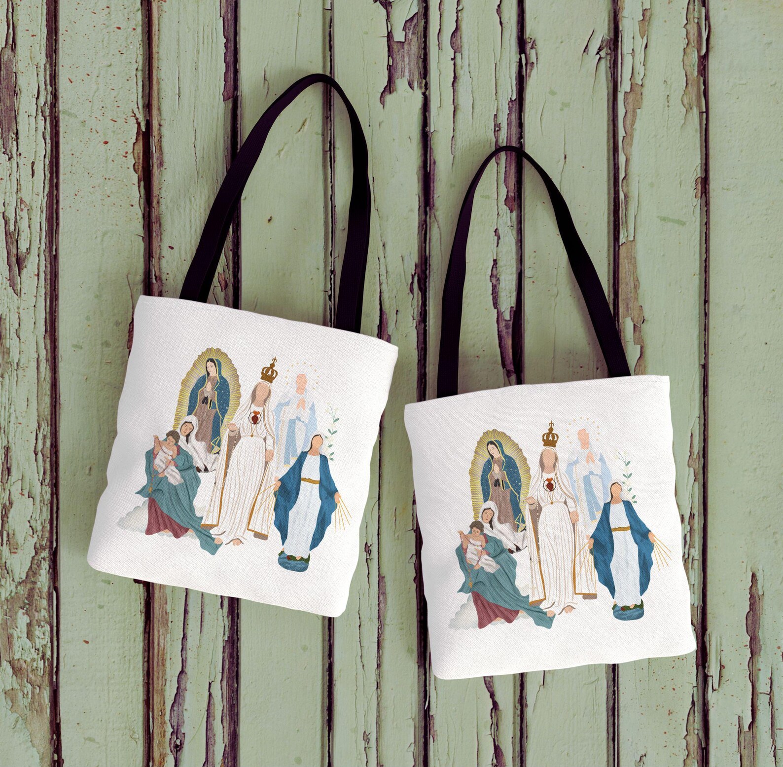 Blessed Virgin Mary Tote Bag: Catholic Polyester Shoulder Bag - Etsy