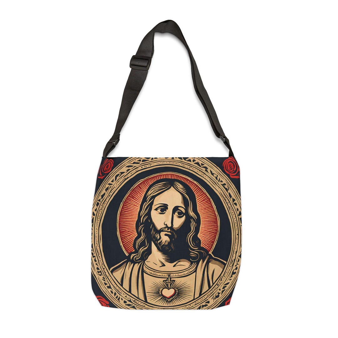 Catholic Tote Bag, Sacred Heart of Jesus Shoulder Bag, Traditional ...